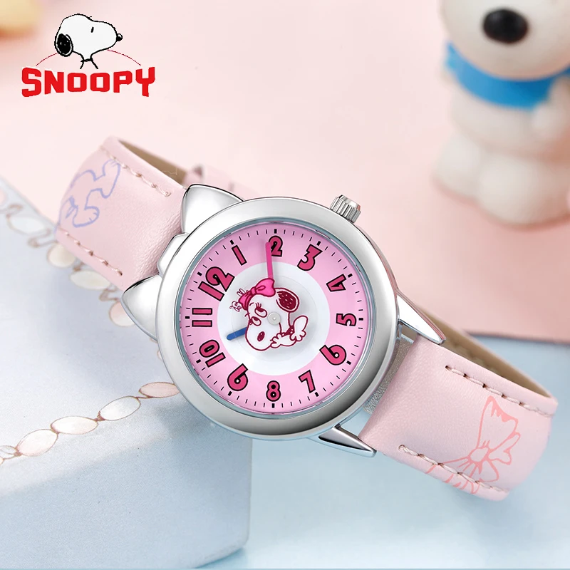 Часы Snoopy с милым котом чехол модные женские часы цветные крутые кварцевые