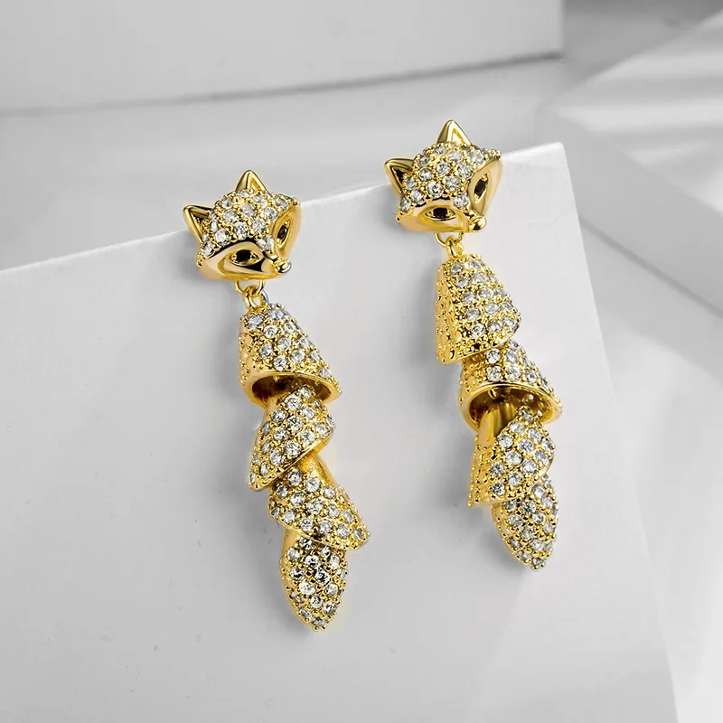 Креативные темпераментные длинные инкрустированные циркониевые женские серьги