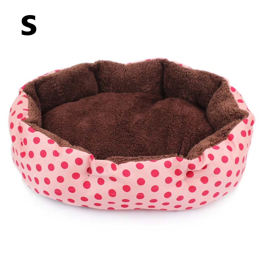 pink 3 цвета Dot дизайн кровать для собаки кошки мягкий флис гнездо для питомца со съемным домашним ковриком восьмиугольная форма питомник для кошки собачий дом - Цвет: pink