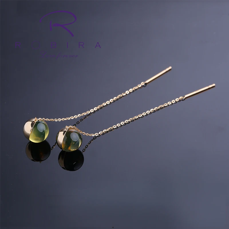 Robira Простой полосы бар длинная цепочка падение/Висячие серьги 18 К розовое золото