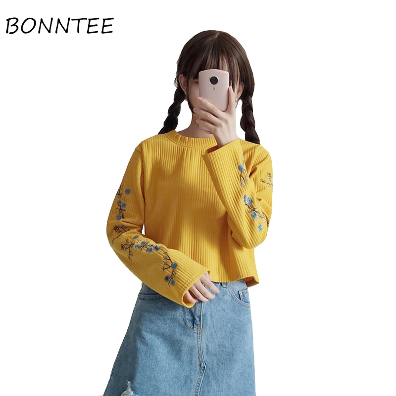 

Hoodies Japanese Style Flower Embroidery Women Daily Sweet Trendy Sweatshirts Womens Pullover Loose Student Casual Chic Fashion