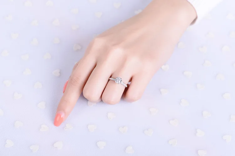 ZOCAI Дизайн Обручальные кольца натуральным diamond 0.3ct F-g/SI 18 К из белого золота(au750) алмаз подарок кольцо