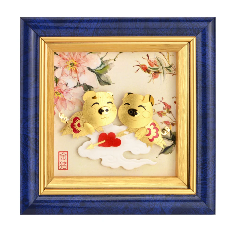 Asklove Chinese zodiac Pig Pictures 24k Gold Leaf painting wall art pictures Desktop Art Crafts Ornaments Home decoration Gifts | Дом и сад