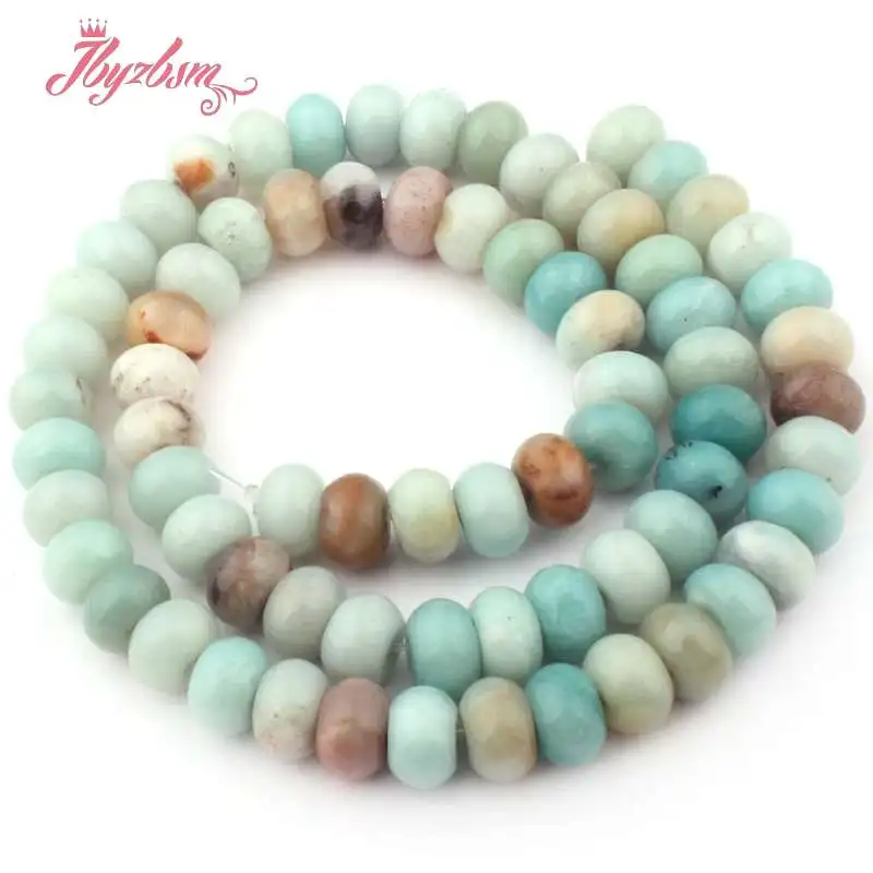 Amazonite 4x8 Smooth 3x6,4x8 мм Гладкие морозные граненые бусины Rondelle натуральный камень бусины для DIY Ожерелье Браслеты Изготовление ювелирных изделий 1" - Цвет: Amazonite 4x8 Smooth