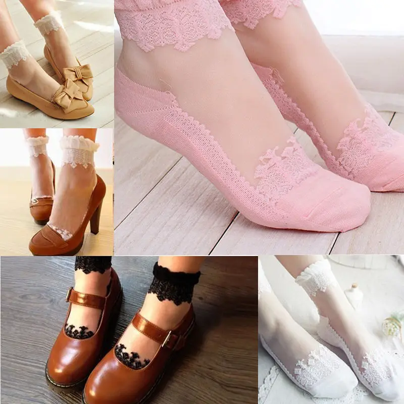 1 пара повседневных носков ультратонкие прозрачные удобные кружевные эластичные