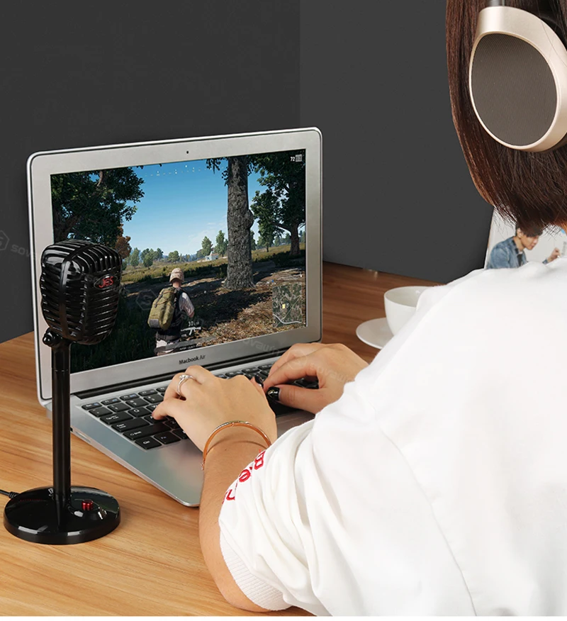 Ретро HD Studio 3,5 мм USB игровой конденсаторный микрофон сетевой Аудио Микрофон для караоке профессиональный настольный микрофон для записи