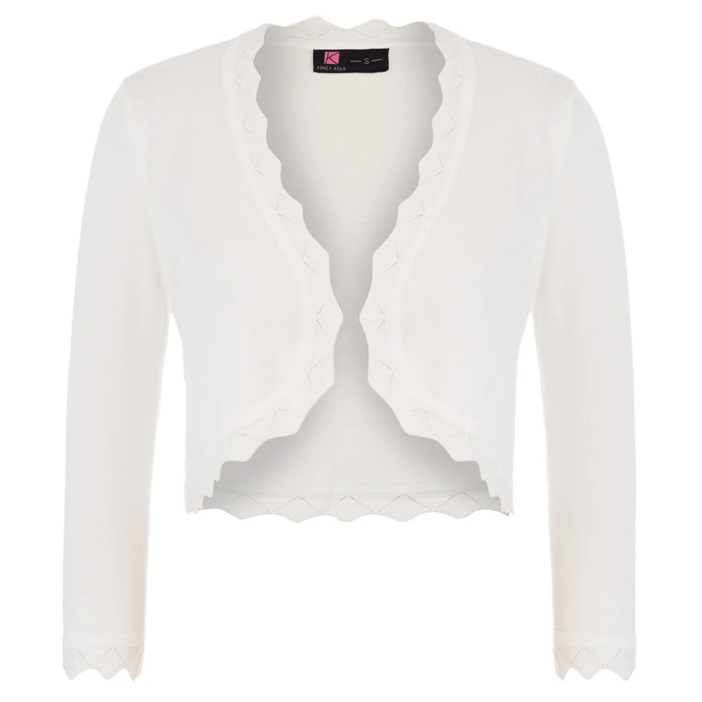 Женское пальто с рукавом 3/4 открытое переднее укороченное болеро элегантное