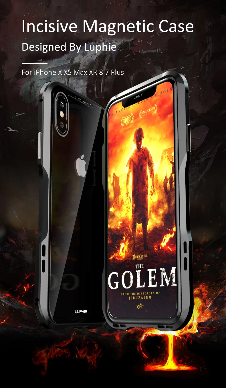 Магнитный чехол LUPHIE для iPhone X XS Max XR 8 7 Plus, Магнитный чехол s, прозрачная стеклянная задняя крышка, чехол для iPhone 7 8 Plus X, металлический бампер