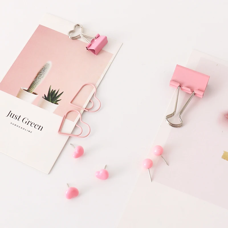 Пачка Розовый push pin бумажный зажим Kawaii канцелярские принадлежности прозрачные