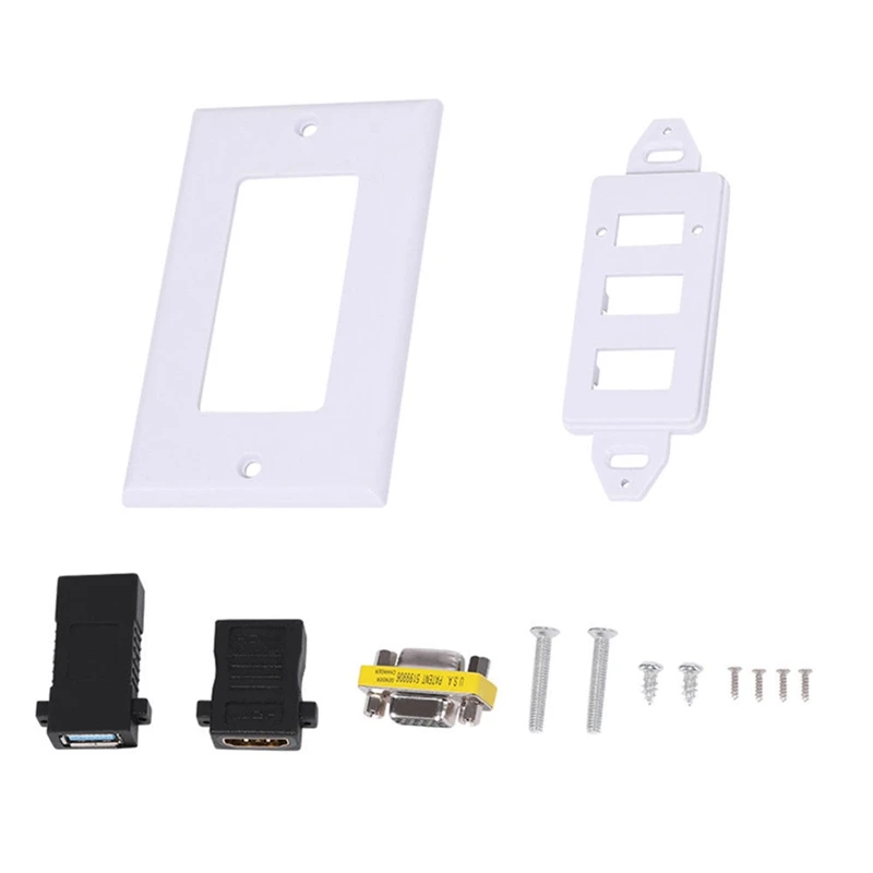 FFYY 3 Ports USB 0 Женский HDMI VGA настенная Лицевая панель гнездо для крышки аудио видео