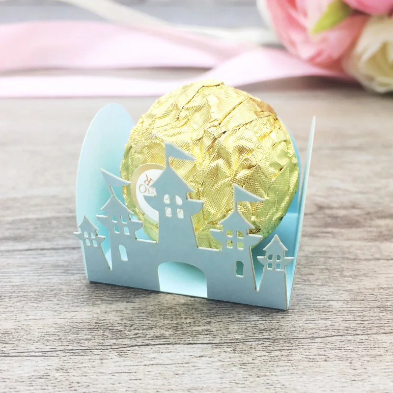 nudy blue 50 шт./лот замок лазерная резка конфет бар коробка Свадьба пользу Шоколадный Бар Baby Shower вечерние Конфетница подарки и поставки - Цвет: nudy blue