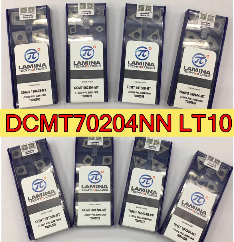 DCMT070204NN LT10 10 шт. 100% Швейцарский Карбид Lamina обработка вставки: нержавеющая сталь