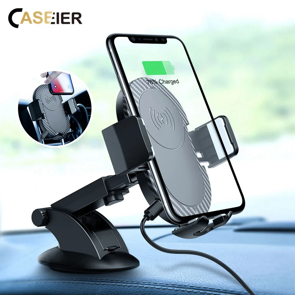 Универсальное Qi Беспроводное Автомобильное зарядное устройство CASEIER для iPhone X XS XR Max 2 в 1 10 Вт беспроводной