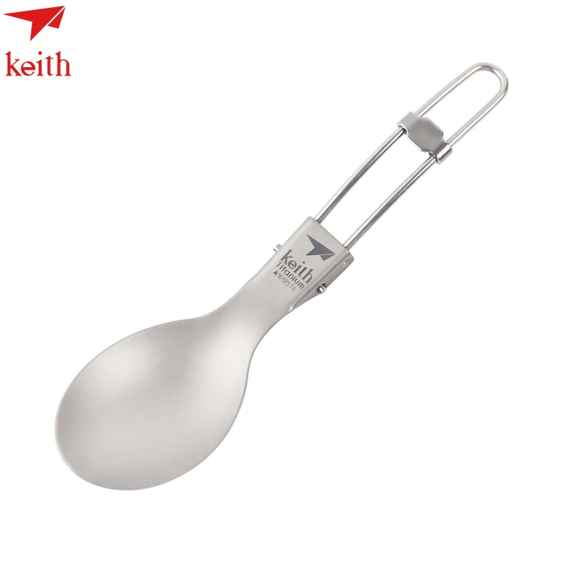 Кит Складная Титановая Ложка для походов на свежем воздухе кемпинга чистый титан