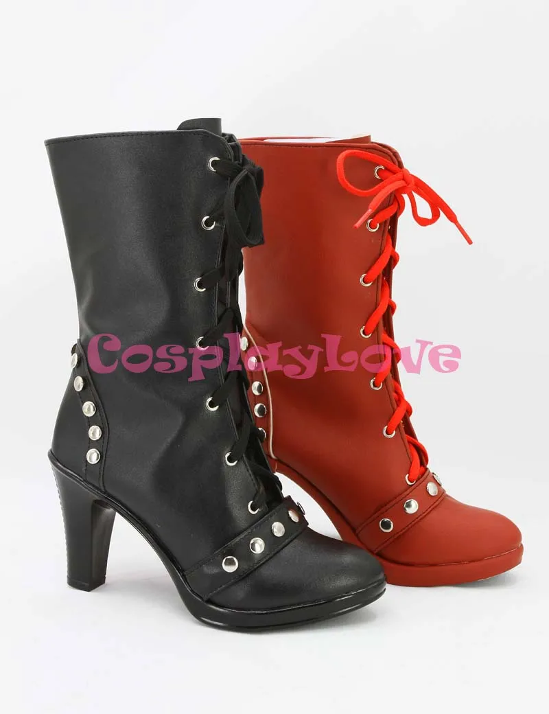 Новейшие изготовленные на заказ черные и красные туфли для косплея из