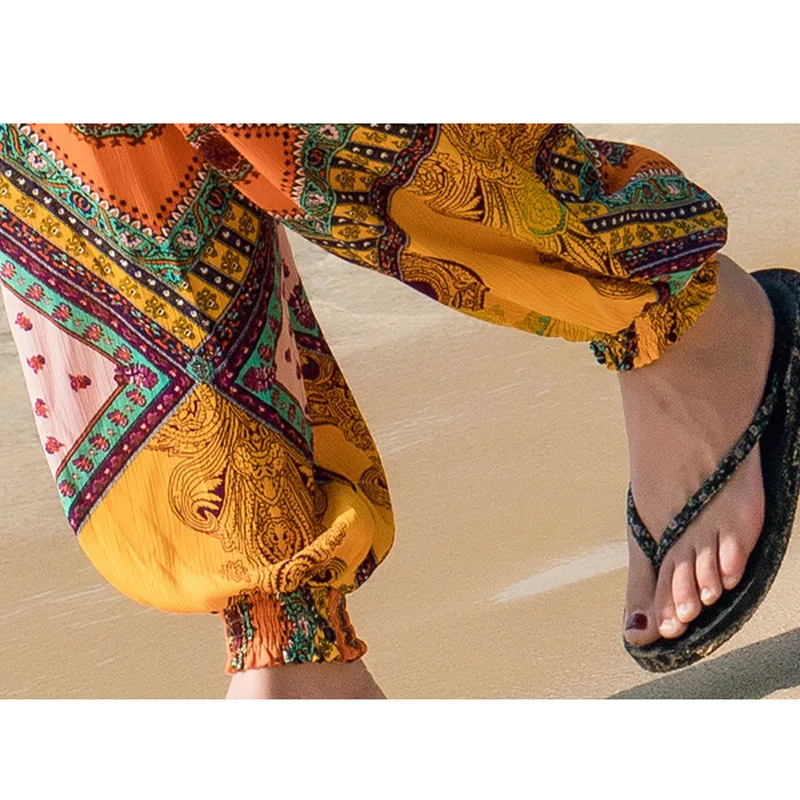

Women thin beach pants Bohemian style 2021 spring and summer trousers female Ankle-Length loose pants bloomers teenager girls