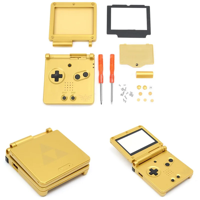 1 комплект для GBA SP Замена золотой полный корпус Оболочка Чехол+ крышка экрана+ инструмент для nintendo для Gameboy Advance SP