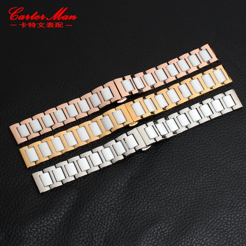 Ремешок для часов из нержавеющей стали и керамики браслет наручных мужчин женщин
