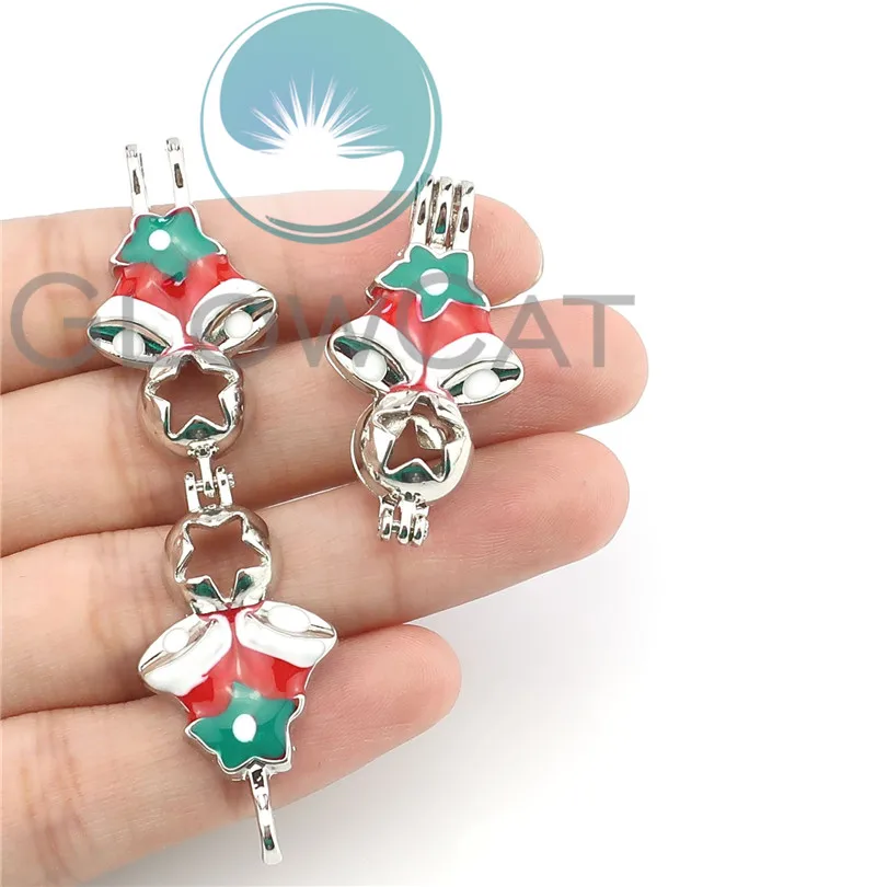 10X Colors Enamel Christmas Bells Star Beads Cage Perfume Essential Oil Diffuser Pearl Locket Pendant | Украшения и аксессуары