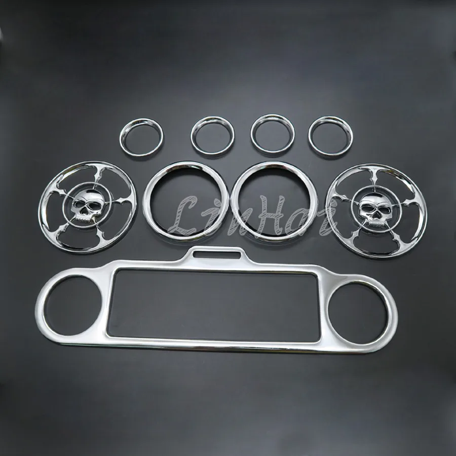 9 шт. хромированный стерео Спидометр динамик в форме черепа накладка на кольцо