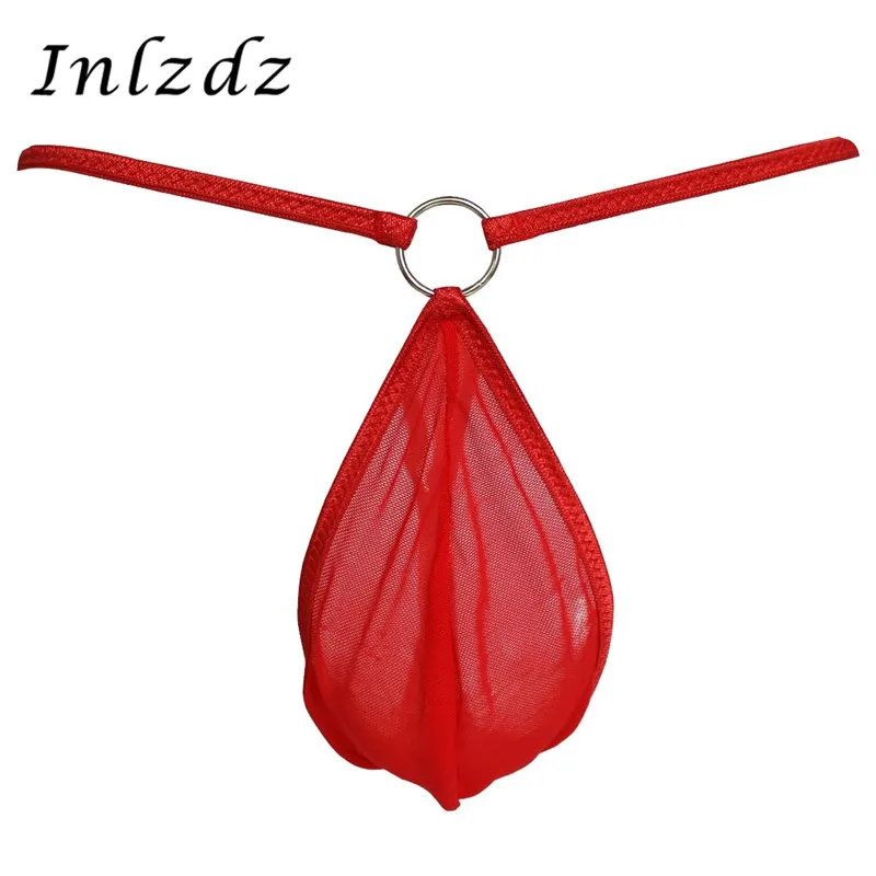 

Mens Thongs And G-string Underwear Lingerie Sexy Gay Underwear Front Bulge pouch connected by O-ring Underpants Male Panties