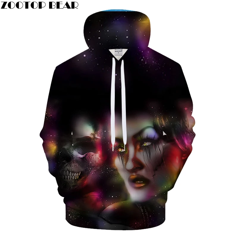Skull Printed Hoodies Men Women Sweatshirts 3d Tracksuit Pullover Hoodie Hooded Coat Streetwear 6XL Autumn Drop Ship ZOOTOP BEAR | Мужская