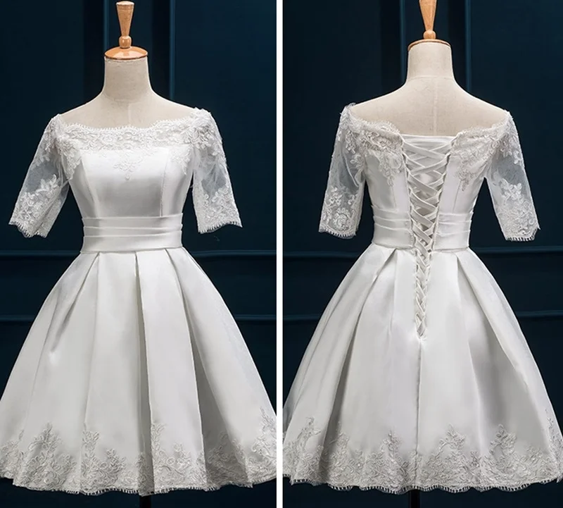 Однотонное платье для свадебной вечеринки, платье Fiesta Vestido, пышные платья с открытыми плечами для выпускного вечера, короткие платья подружек невесты TS1702