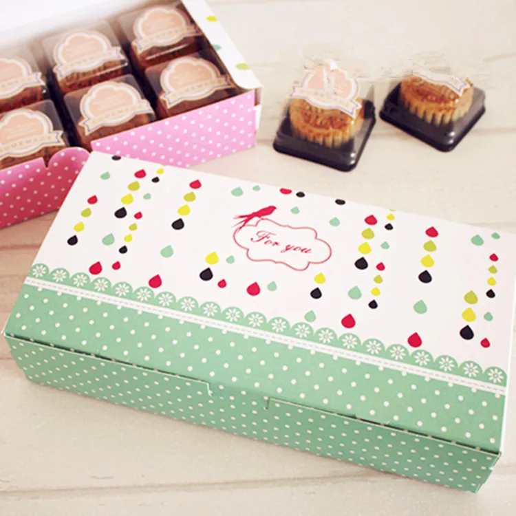 

Free shipping long green cookie dessert candy bakery package box cake gift packing boxes favors