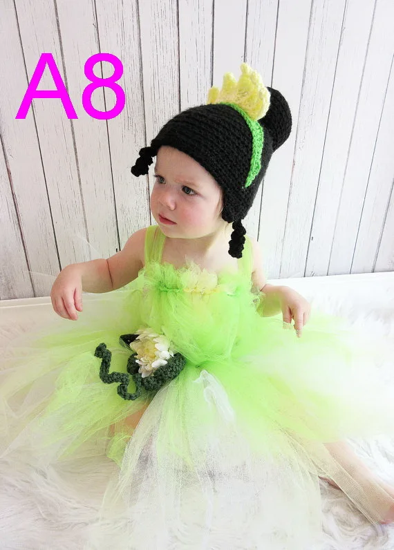 free shipping 10pcs/lot baby Crochet Hat - Princess Tiana Crochet Hat , Princess and the Frog Crochet Hat , Tiana Costume cotton