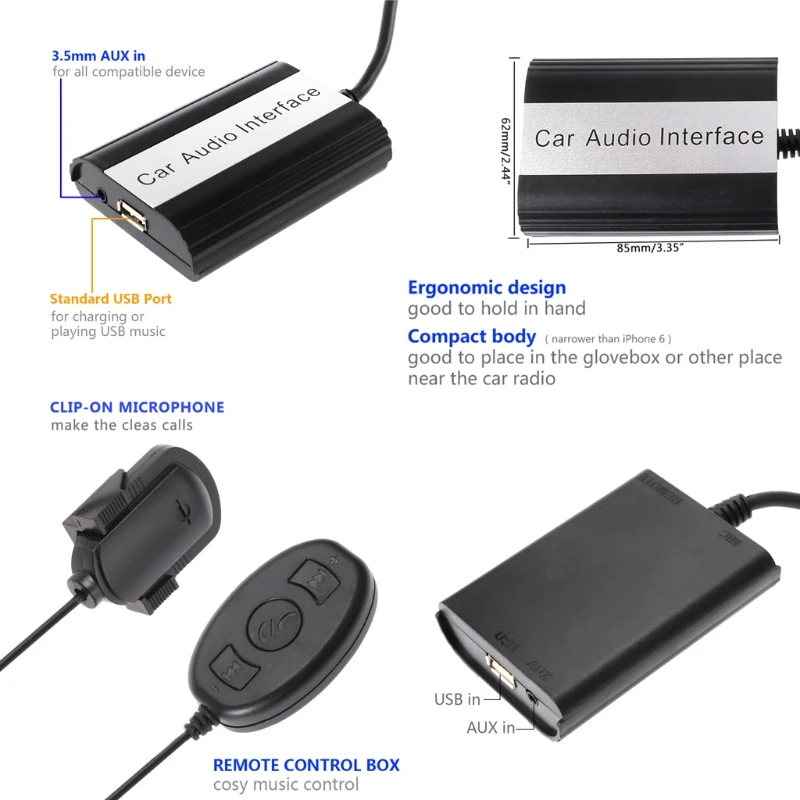 Автомобильные комплекты громкой связи Bluetooth MP3 AUX адаптер Интерфейс для Volvo HU series