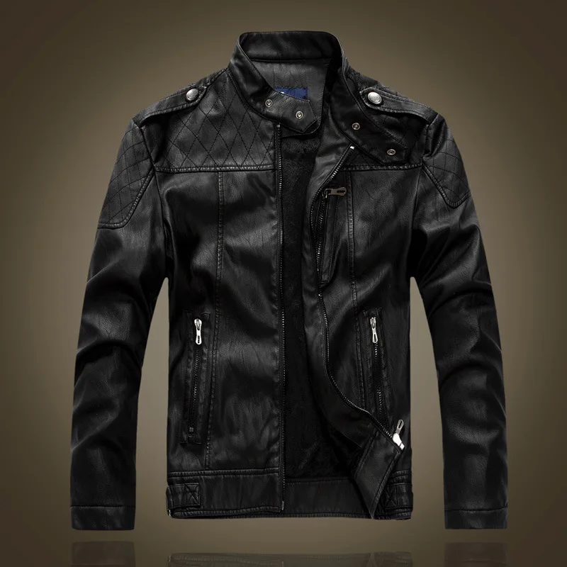 

Men Retro Nice Casual Classic PU Faux Leather Slim Thin Jacket Fit Biker Motorcycle Jacket Coat Outwear Tops