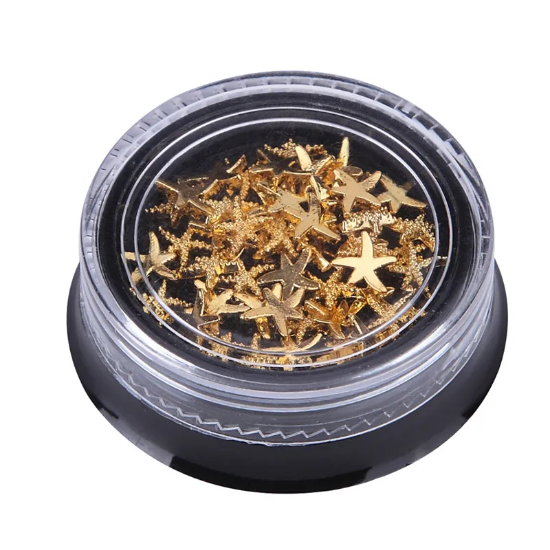 Круглый 3D акриловый дизайн ногтей 1 коробка горячая золотая Морская звезда