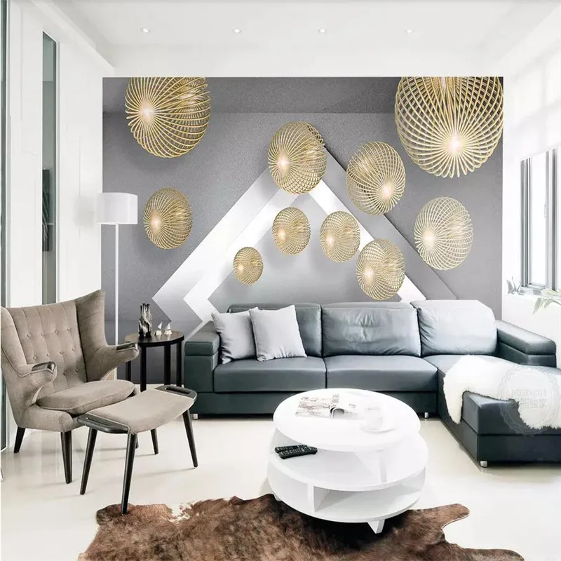 

3D wallpaper metal spherical expansion space modern minimalist background wall professional custom mural photo wallpaper