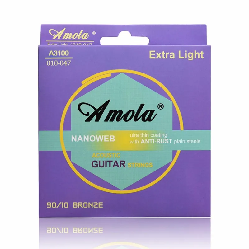 Amola Acoustic Guitar Strings Set 010 011 012 Broze Phosphor Thin Coating Wound guitar parts 1set | Спорт и развлечения