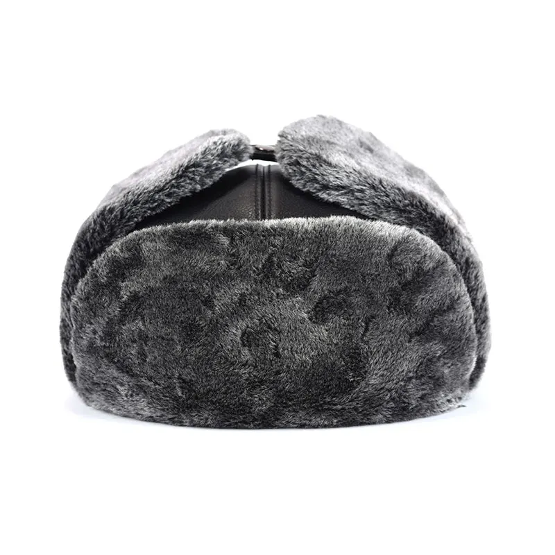

MTTZSYLHH winter men's warm aviator hat faux leather cap earmuffs durable fur ushanka free shipping