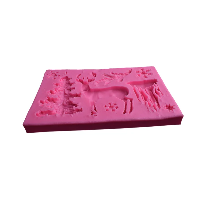 1 шт. 3D Рождественская елка Лось Пищевая силиконовая форма для украшения торта