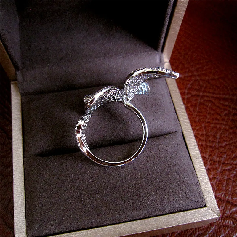 Женское кольцо с фианитом в форме листьев|wedding rings|fashion ringsring fashion |