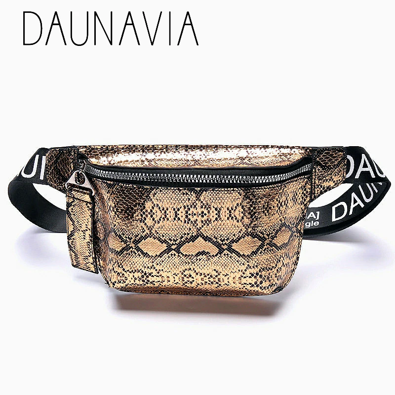 Поясная Сумка DAUNAVIA с текстурой змеиной кожи для женщин дизайнерская модная