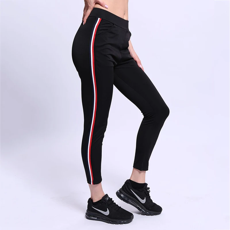 CHRLEISURE Для женщин шаровары Штаны сбоку полосатый впитывает пот и брюки сезон