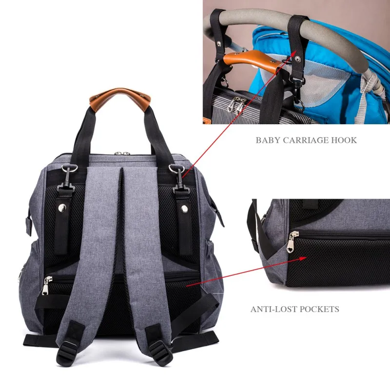 

Fashion Mummy Maternity Bag Multi-function Diaper Bag Backpack Nappy Baby Bag with Stroller Straps for Baby Care