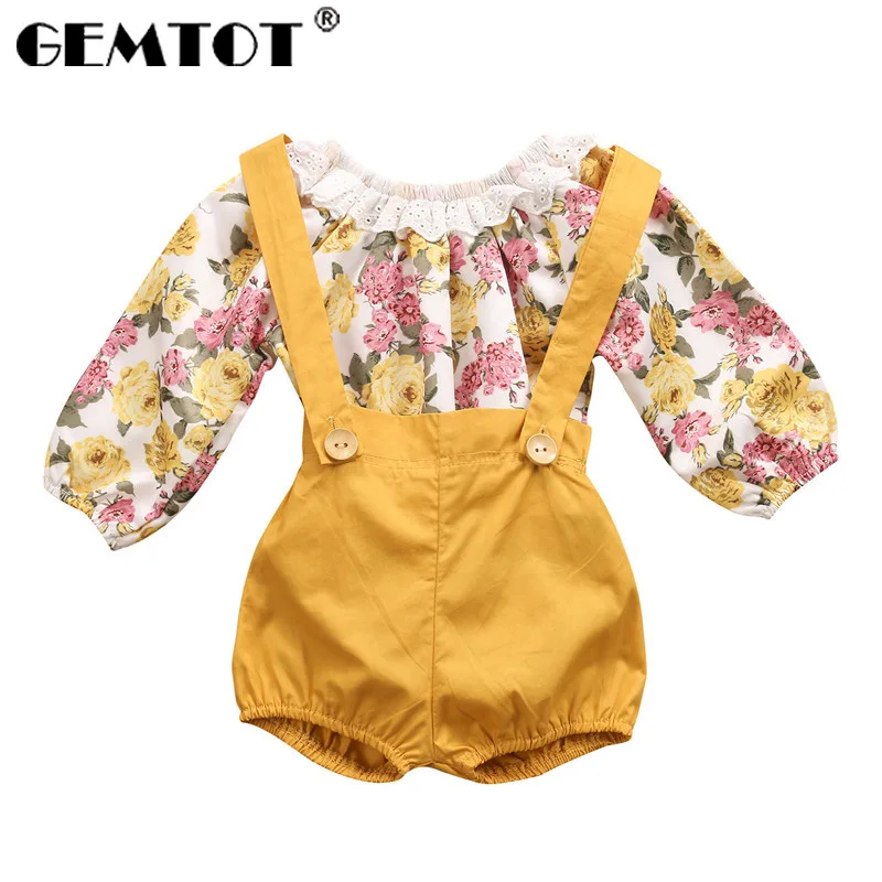 Комбинезон GEMTOT с длинным рукавом и цветочным принтом для новорожденных девочек +