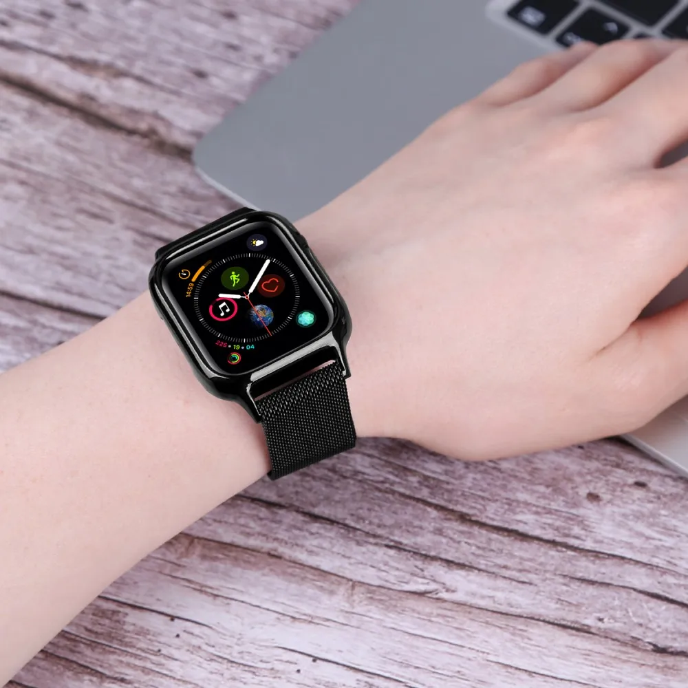 Металлический чехол с магнитной Миланской петлей для часов Apple Watch Series 4, 40 мм, 44 мм, ремешок для браслета iWatch 4
