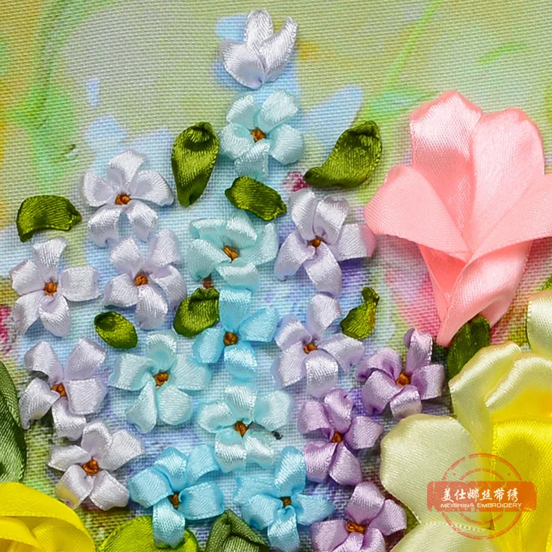 3D цветок шелковая лента вышивка крестом наборы для вышивания diy Швейные картина