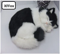 new real life beautiful sleeping cat model plasticfurs blackwhite cat doll gift about 25x21cm xf1380
