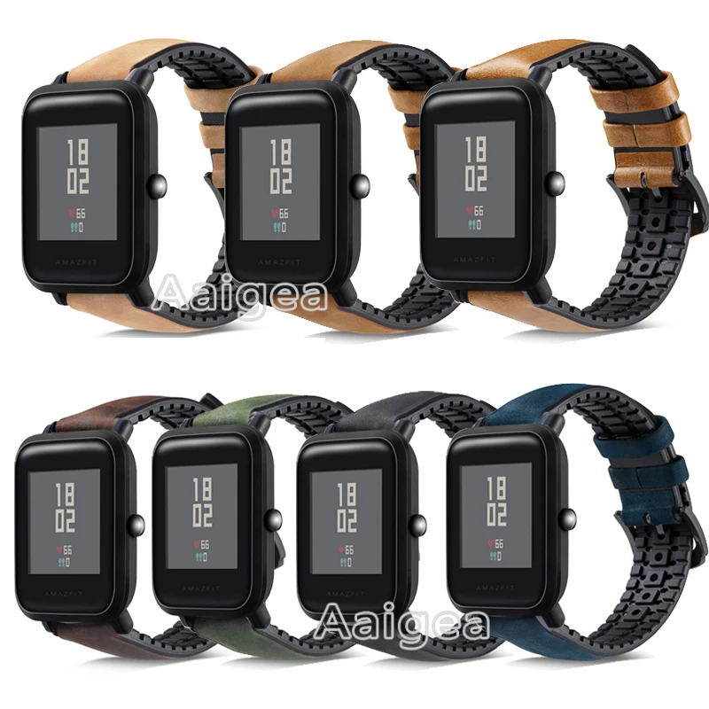 Ремешок кожаный силиконовый для Xiaomi Huami Amazfit Bip BIT PACE Lite Youth сменный Браслет