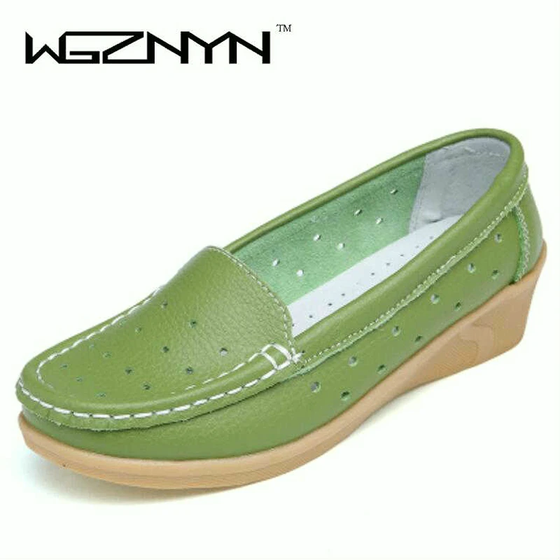 Plus Size 35-40 Summer Women Flat Platform Shoes Woman White Nursing Cut-out Loafers Slip on Moccasins woman ZY003 | Обувь