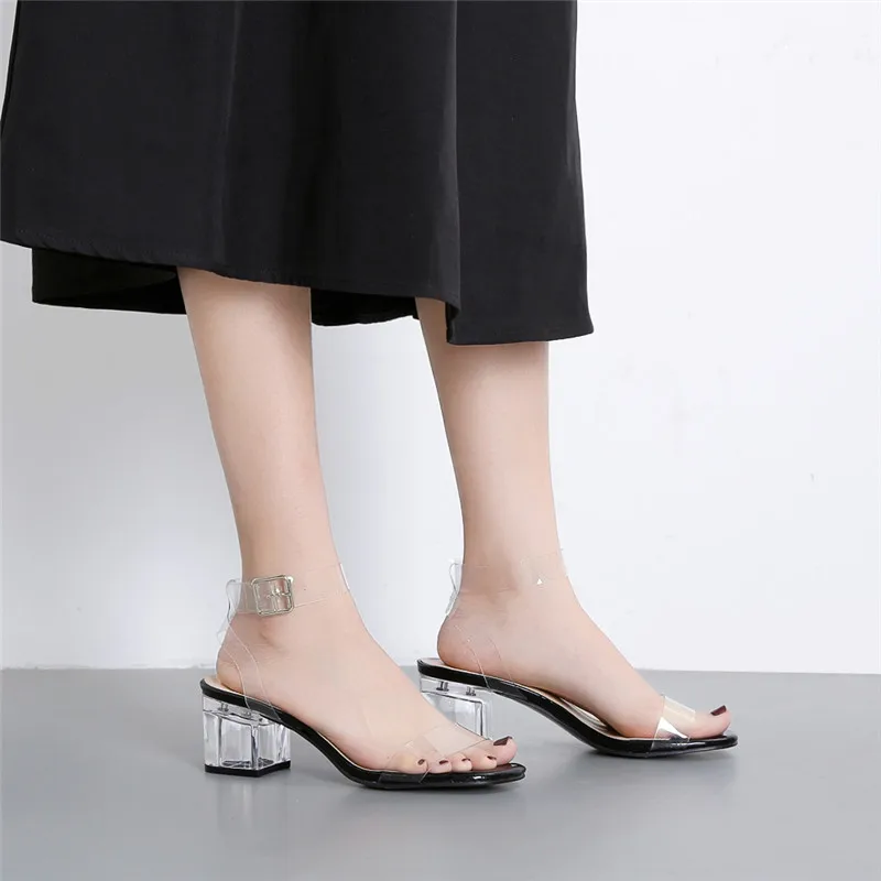 2019 элегантные женские босоножки на высоком каблуке 5 см прозрачные низком