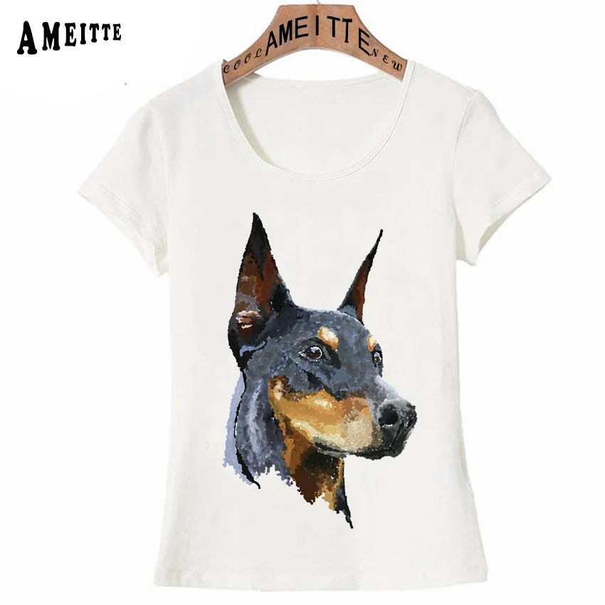 AMEITTE новые летние женские топы забавная футболка Doberman Pinscher с принтом хипстерская