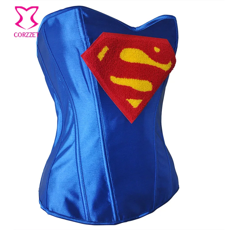 Женский атласный корсет на молнии Superwoman готический сексуальный в стиле
