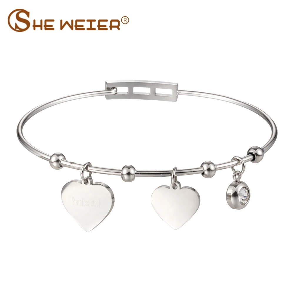 SHE WEIER couple heart bracelets &amp bangles stainless steel bracelet for women fashion star life tree gifts | Украшения и